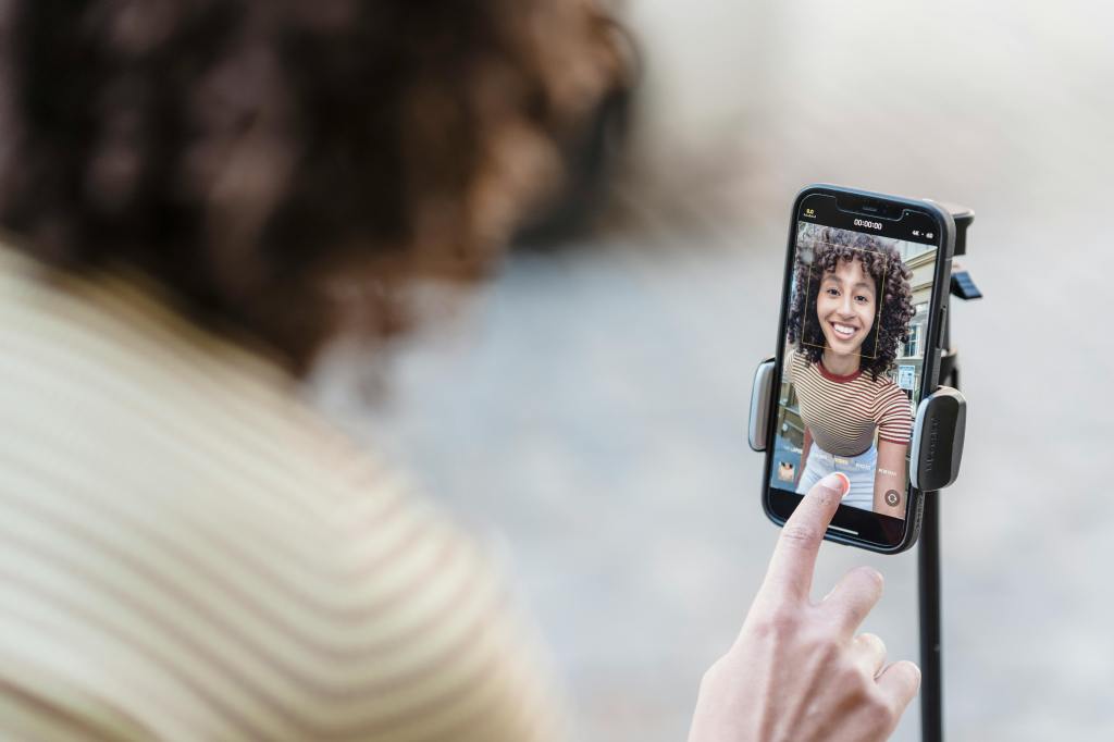 Girl recording a video journal entry 